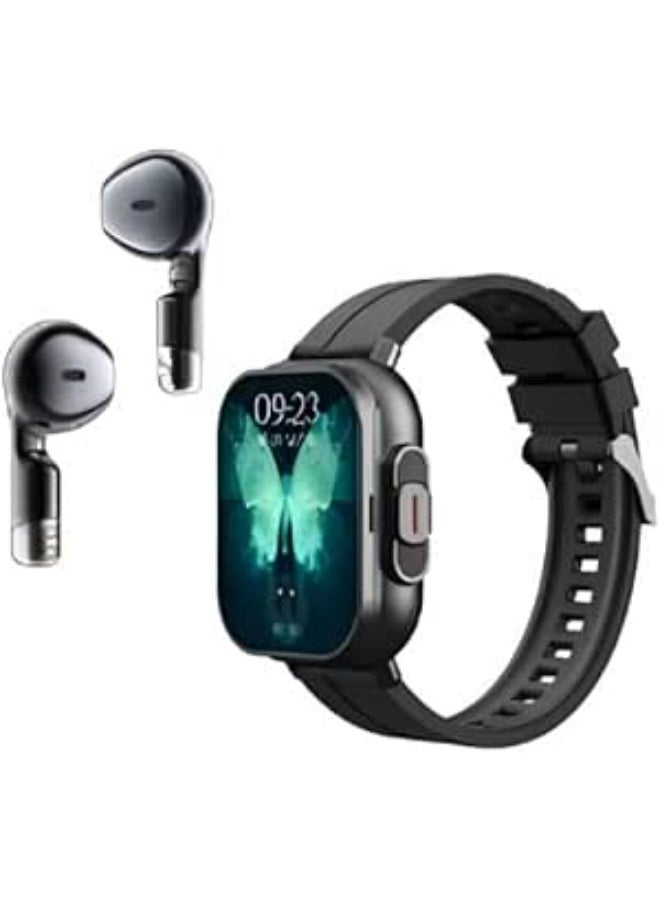 Smartbarry A70 Smart Watch with Built-in Wireless Earbuds 2-in-1 Fitness Tracker Bluetooth Calling and Health Monitor Black - Image 1